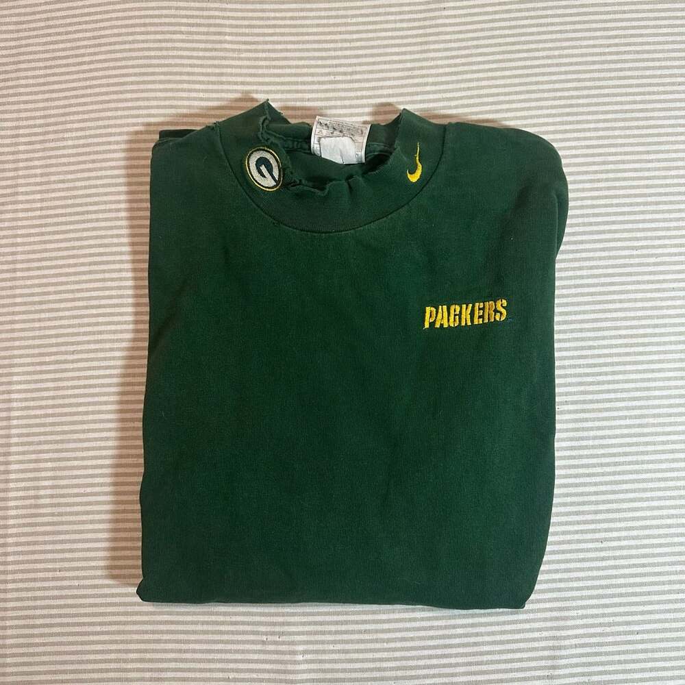 Vintage 90s Nike Green Bay Packers NFL Mock Turtleneck Long Sleeve Shirt